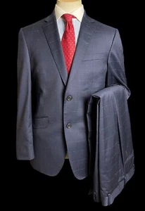 Simon Carter Navy Anzug 38R / W34x30 Guabello Italian Wool Check Wedding Business - Bild 1 von 17