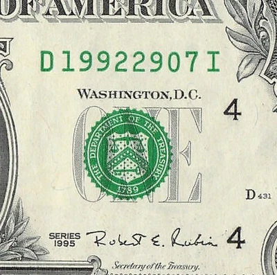 JULY 29 1992 Birthday Fancy Serial Number Date Note One Dollar Bill 07 29 1992 - Image 1 of 4