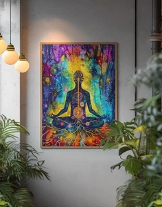 Buntes Chakra Poster, Böhmische Wohndeko, Energie Heilung Wanddeko - Bild 1 von 8
