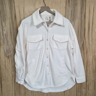 Lou & Grey NUEVO CON ETIQUETAS Mujer Mediana Marfil Acogedora Vellón Difuso Camisa Chaqueta Chamarra Foto 1 de 4