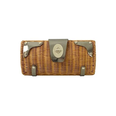 Сумочка Kate Spade клатч натуральная плетеная серебристая отделка металлический замок - Изображение 1 из 4