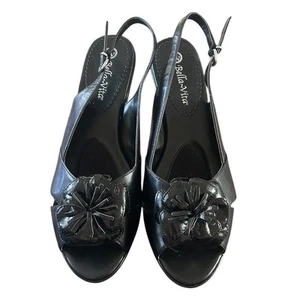 Bella Vita Open Toe Slingback Heel Women's 9.5 Wide Black Platform Leather NEW - Picture 1 of 7