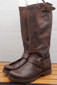 Frye Veronica Damenstiefel Größe 7,5 hoch lässig Motorrad braun Leder Schnallenriemen - Bild 1 von 11