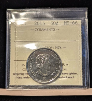 2015  ICCS Graded Canadian  ¢50 Cent, **MS-66**  # XLH 260 - Image 1 of 4