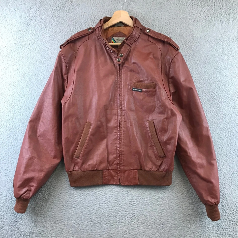 Vintage Members Only Brown Leather Bomber Jacket Size 46 - Image 1 of 4