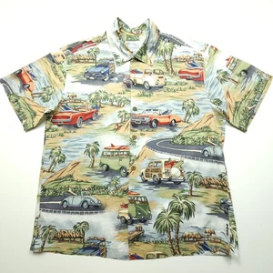 Camisa de los dedos de los pies en la nariz para hombre mediana hawaiana Aloha coches de surf hecha en EE. UU. campamento playa - Imagen 1 de 24