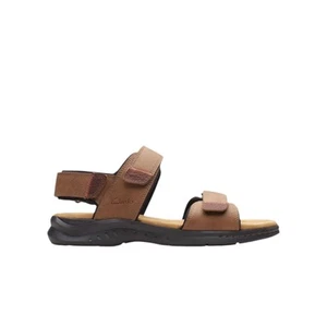 Mens Clarks Hapsford Creek Shoes Tan Leather Sandals - Picture 1 of 8