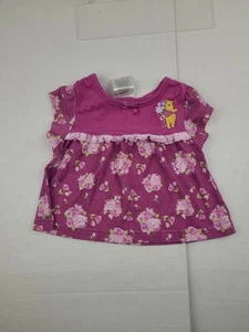 Vintage Winnie the Pooh Shirt Pink Baby Girl Size 18 Months Purple Ruffle Flower - Picture 1 of 7