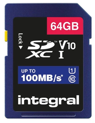INTEGRAL - SDHC UHS U1 V10 High Speed SD Memory Card 100MB/s, 64GB - Image 1 of 2
