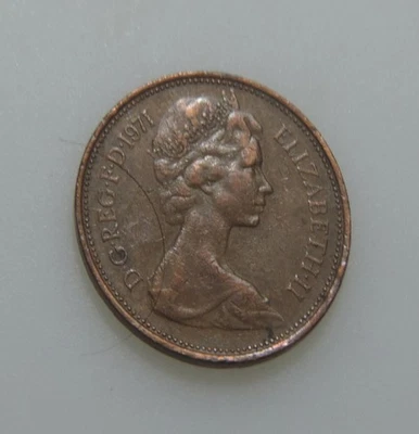 Moneda de dos peniques 1971 - D. G. Reg. F.D. Reina Isabel II Foto 1 de 4