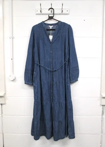 Per Una Blue Long Sleeve Midi Denim Shirt Dress Ladies Size UK 12 BNWT - Picture 1 of 4