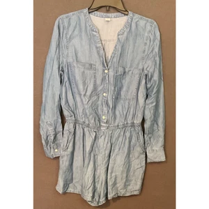 Old Navy Chambray Strampler Medium Langarm Knopfleiste leicht blau BOHO - Bild 1 von 6