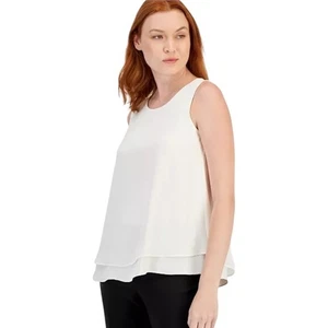 Julie Brown NYC Shirt Women Large White Sleeveless Layered Tencel Cara Top NWT - Picture 1 of 12
