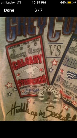 1995 Calgary Stampeders  And Baltimore GREY CUP T shirt Rare Never Happen Again Cover