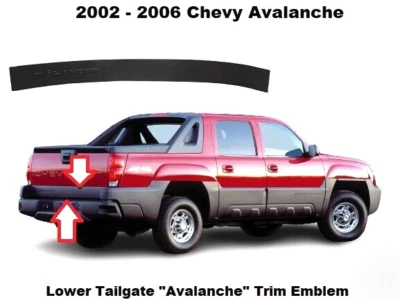 02 to 06 Avalanche Lower Tailgate Tail Gate Trim Molding Emblem Panel Bezel - Image 1 of 4
