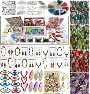 Kit de fabricación de joyas para principiantes niñas adultos conjunto de regalo cuentas alicates instrucciones - Imagen 1 de 10