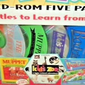 CD Rom 5 Pack Vintage for DOS IBM 386, 486+ Oregon Trail  Muppet  Zoo NEW in BOX - Picture 1 of 5