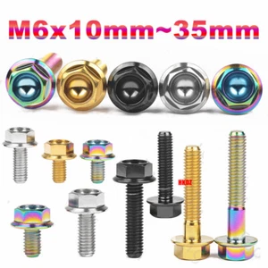 M6 Titanium Bolts 10mm~35mm Flange Outer Hex Head Ti Screws for Motorcycle Refit - Picture 1 of 20