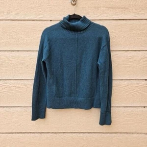 Nordstrom dark teal turtleneck sweater cotton and wool XS - Picture 1 of 5