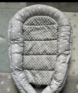 Babynest Babynestchen Kuschelnest grau Sterne 100% Baumwolle - Bild 1 von 7