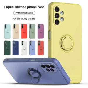 Liquid Silicone Case For Samsung S25 S24 FE S23 S22 Ultra A54 Ring Holder Cover - Picture 1 of 19