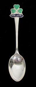 IRLAND STERLINGSILBER EMAILLIERT 3 BLÄTTRIGES KLEEBLATT 4 1/4" SOUVENIRLÖFFEL - Bild 1 von 4