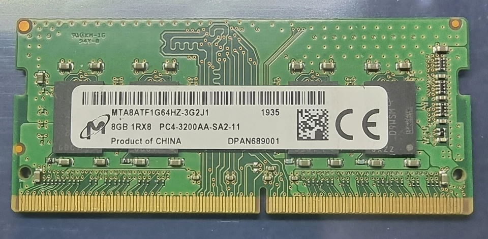 Micron PC4-25600 PC4 3200AA 8GB 1X8GB DDR4 1RX8 3200MHz 260pin Memory Ram - Image 1 of 1