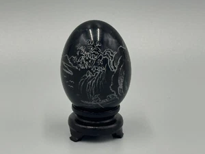 Vintage Sammlerstück Aisan chinesisch japanisch begehrter Stein Ei Display mit Ständer - Bild 1 von 7