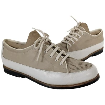 Sapatos de golfe Walter genuíno tamanho 9.5-10 feminino bege couro branco feito na Itália - Imagem 1 de 4