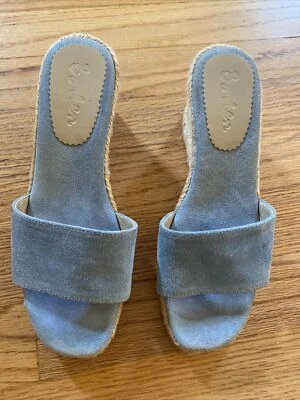 BONITA ALPARGATA DE GAMUZA AZUL CON CUÑA MULA TALLA 37 US 7  Foto 1 de 4