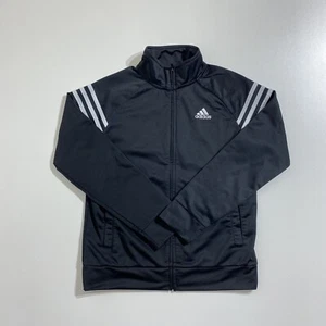ADIDAS Girl’s Track Jacket Black/White Full Zip Sweatshirt Size M (10-12) - Picture 1 of 10