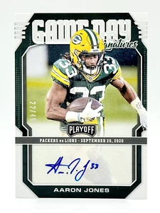 2021 Playoff Game Day Signatures Aaron Jones Auto 22/49 Green Bay Packers - Picture 1 of 2