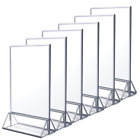 NIUBEE 6Pack 4X6 Clear Acrylic Sign Holder with Sliver Borders and Vertical Stan