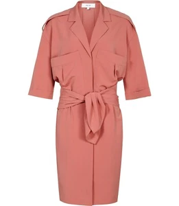 Vestido Reiss Arizona Para Mujer Rosa Corbata Frontal Safari Camisa Abotonada ~ UK 8 US 4 - Imagen 1 de 8