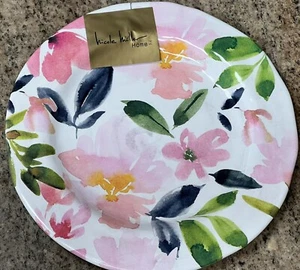 Nicole Miller Pink Blue Floral Melamine Side Plates Set 4 Spring - Picture 1 of 1