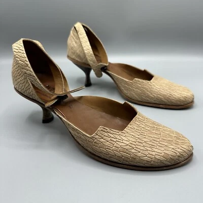 Cydwoq Cuero Gatito Tacón Correa Tobillo Marrón Beige Zapatos Tacones EU 37 US 7 Foto 1 de 4