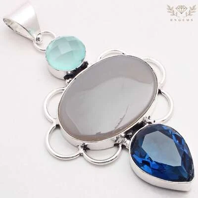 Achat Edelstein 925 Versilberter Anhänger Handmade Schmuck Geschenk 6cm P-10433 - Bild 1 von 3