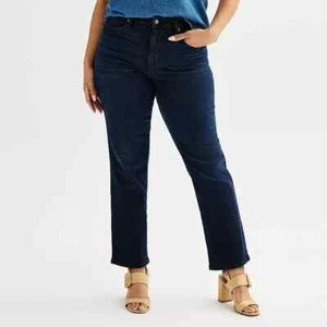 Sonoma Goods For Life Size 10 Reg. Dark Blue High Rise Curvy Straight Jeans NWT - Picture 1 of 7