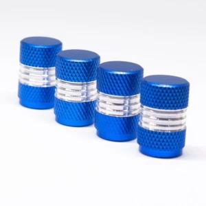 Blue Universal Aluminum Tire Rubber Ring Seal Wheel Air Pressure Valve Stems Cap - Picture 1 of 4