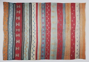 Handwoven Beautiful Multi Color Tones with Stripe Design vintage Turksh Kilim - Picture 1 of 13