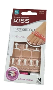 Kiss Nails Short Toenails Kits EVERLASTING FRENCH WHITE TIPS 24 Glue-On. - Picture 1 of 6