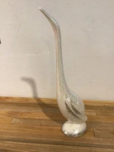 VTG Norcrest swan / heron figurine A679 - iridescent luster glaze - FOIL LABEL - Picture 1 of 3