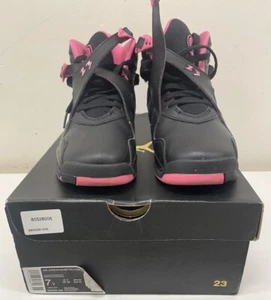 Nike Air Jordan 8 (580528 006) Basketball Sneakers - Black/Pinksicle - Size 7Y - Picture 1 of 12