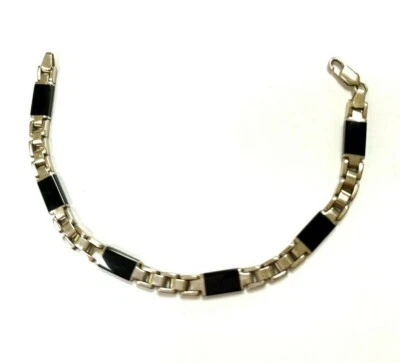 Pulsera de ónix de oro blanco de 14k Foto 1 de 4