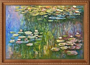 WATER LILIES Monet Oil Painting 24x36 Framed Canvas **SALE - Picture 1 of 6