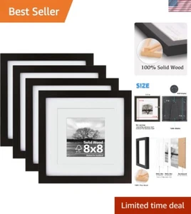 Stylish 8x8 Black Picture Frames - Solid Wood, Easy Installation & Display - Picture 1 of 11