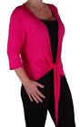 Womens Front Tie Knot Cropped Draped Wrap Bolero Casual Shrugs Tops Cardigans