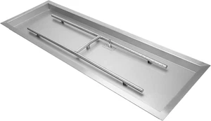 24 X 8 Inch Rectangular Fire Pit Pan H-Burner, 304 SS Propane & Gas Firepit Pan - Picture 1 of 12