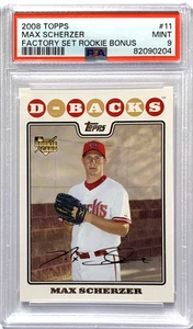 2008 TOPPS FACTORY SET SP #11 MAX SCHERZER RC FUTURE HOF PSA 9—PERFECT—FAST SHIP - Picture 1 of 2