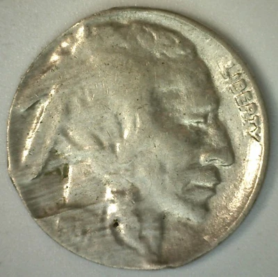 RARE Planchet ERROR Buffalo Nickel 5c Thin Planchet Off Center AU/BU Type Coin - Image 1 of 2